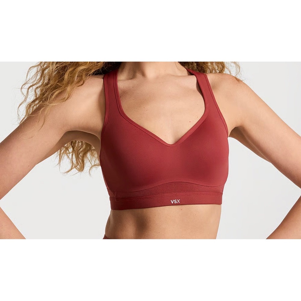 Victoria's Secret VSX Incredible Plunge Sports Bra 38DDD Terracotta Racerback